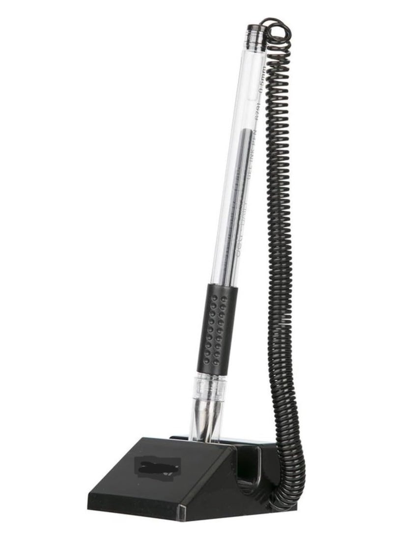 قلم امن وطاولة استقبال مع سلسلة وقاعدة مبتسمة لاصقة لمستلزمات المكتب المنزلية، حامل اقلام مكتب، حبر اسود - Image 1